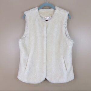 Kristen Blake Cream Ivory Faux Fur Vest Medium Winter White Fairy Grunge Angel